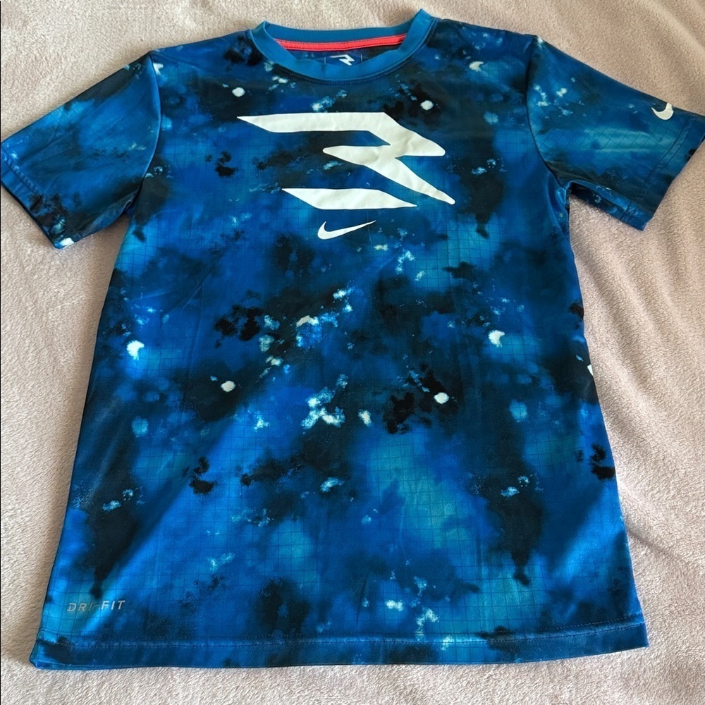 Nike Blue and Black Tie-Dye T-Shirt